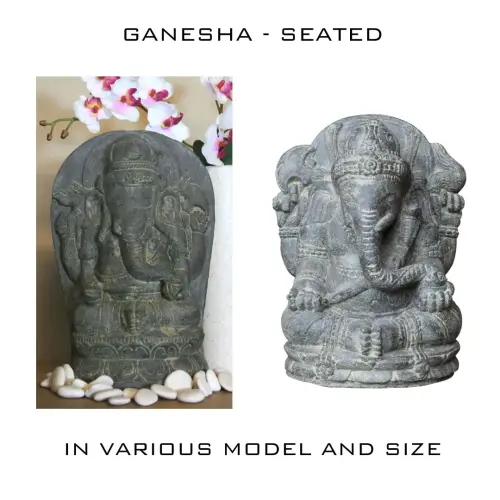 Product image of the product “Ganesha, seated, different small models, in the sizes from 20 to 30cm, cast stone, antique finish ”